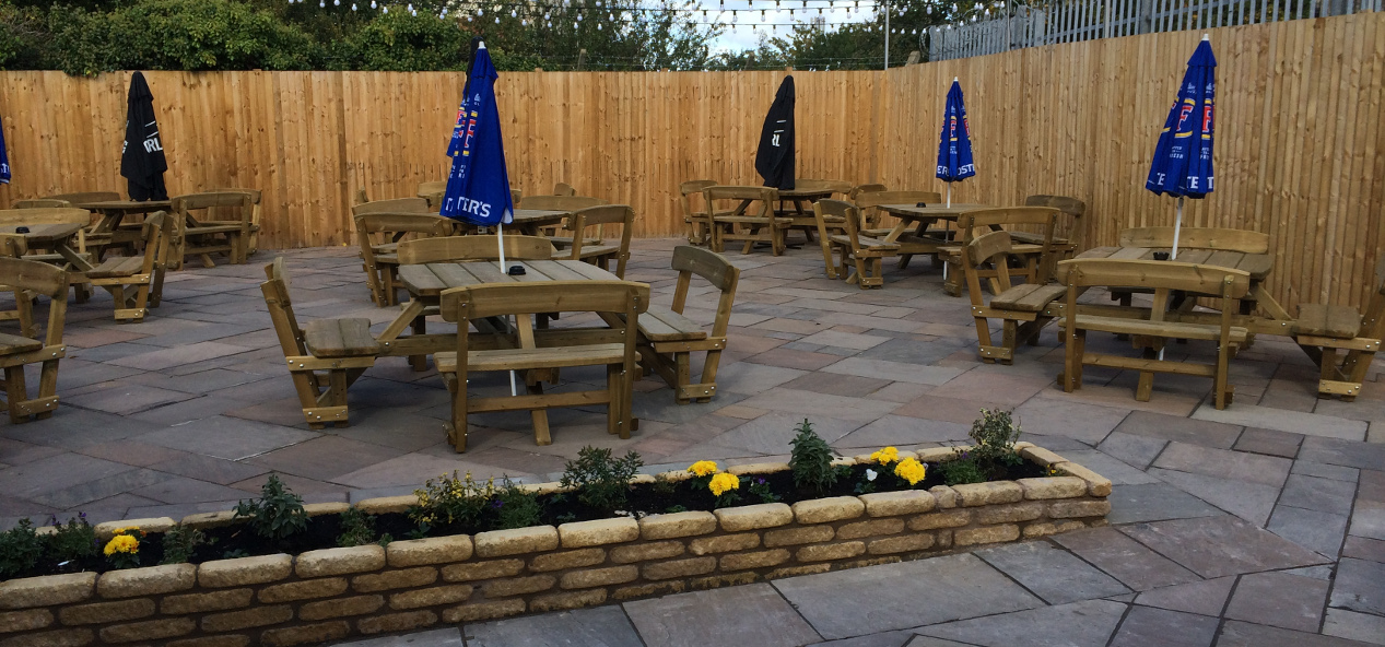 Beer garden paving.